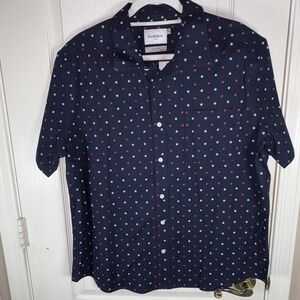 Goodfellow Men's Slim Fit Button Down Shirt Navy Red & White‎ Stars XL